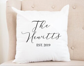 Family Last Name Pillow, Throw Pillow, Accent Pillow, Decorative Pillow, Family Est Pillow,Est 2019 pillow,engagement gift,housewarming gift