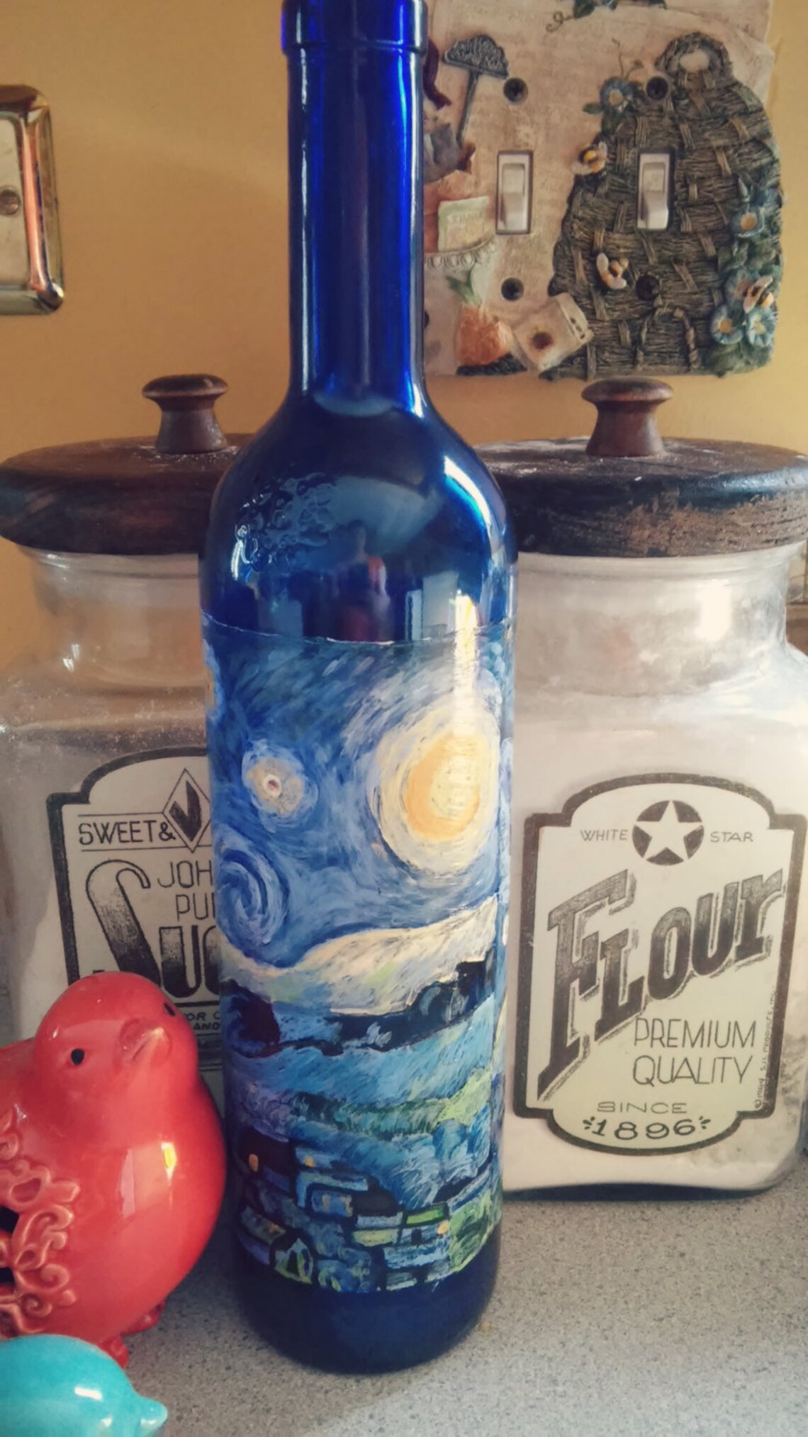 Hand Painted Starry Night Wine Bottle Etsy