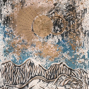 A Rest by a Mountain Linocut Print 1