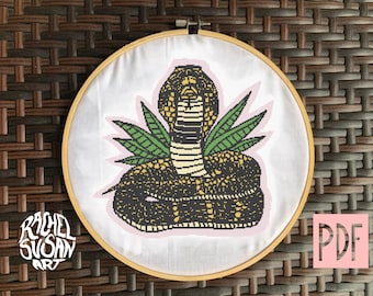 Traditional Tattoo Cobra Cross Stitch Pattern