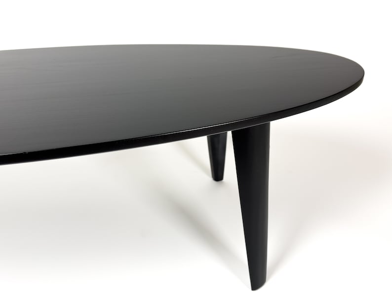 Solid Wood Oval Coffee Table, Midcentury Black Coffee Tables, Unique