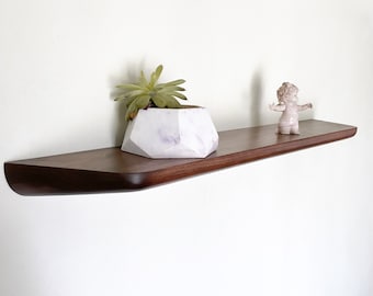 Wooden Floating Shelf with rounded edges, Hanging shelf, Solid Wood Wall Shelf, Custom size Floating Shelves