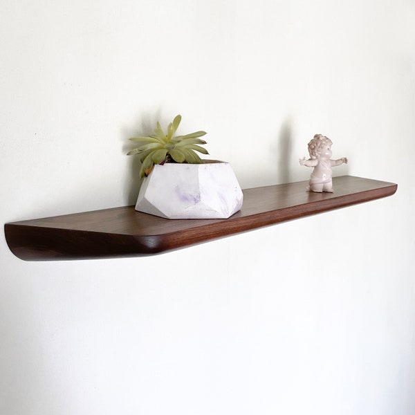 Wooden Floating Shelf with rounded edges, Hanging shelf, Solid Wood Wall Shelf, Custom size Floating Shelves