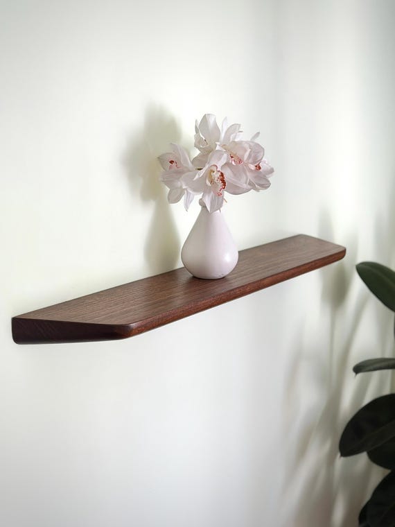 Wooden Floating Shelf, Mid Century Modern Floating Shelves, Wall Shelf for Living Room, Custom Shelves with Harmonious Curves