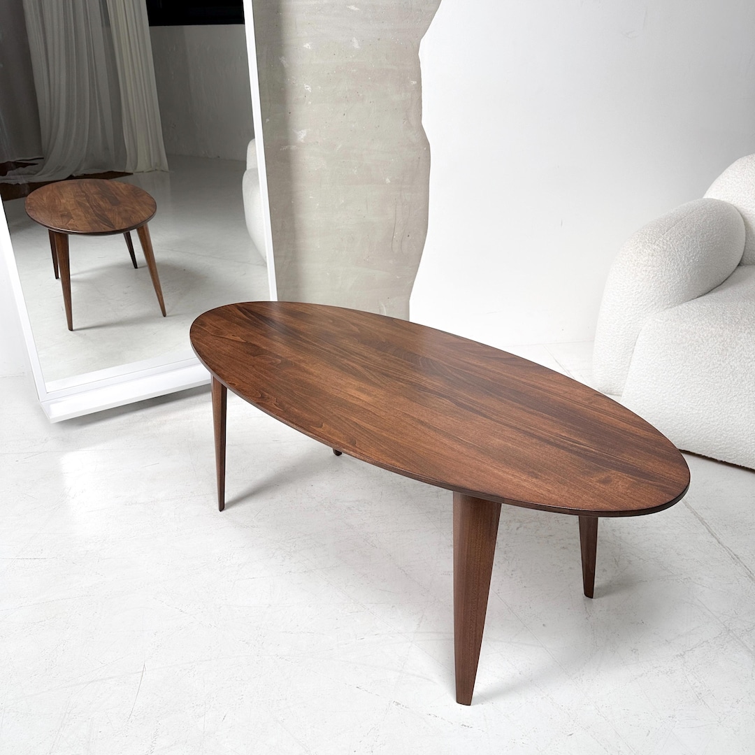 Coffee Tables Elegant Oval Coffee Table Handcrafted From Solid Wood ...