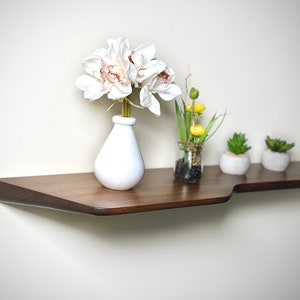 Wooden Floating Shelf with uneven rounded edges, Unique Shelves for Wall mounted, Mid Century Modern Shelves image 10