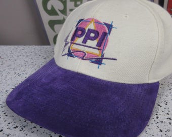 1990s Pink & Purple Trucker Hat "PPI" Cap Adjustable Strapback Dad Hat Retro