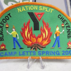 Vintage 2001 YMCA "Camp Letts Nation Split Blackfoot / Cheyenne" 5" Patch for Vest Coats