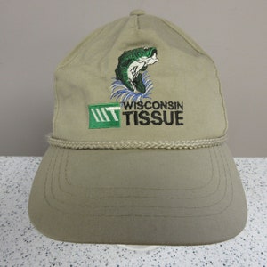 Badass "Wisconsin Tissue" Snapback Trucker Hat Vintage Fishing Cap with Cool Bass Logo Pure 90s Ships Free!
