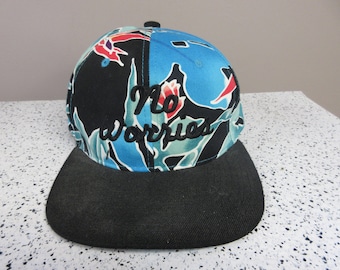 Tropical Vintage "No Worries" Retro 1990s Snapback Party Hat Rad Streetwear Cap Flowers