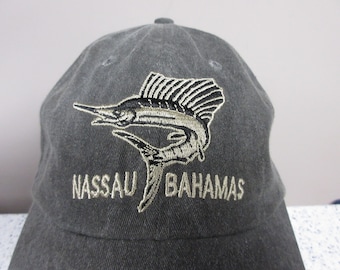 Vintage Nassau Bahamas Dad Hat, Embroidered Sailfish Fishing Cap