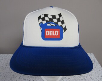 Boné trucker retrô autêntico da DELO Oil Nascar Badass dos anos 80