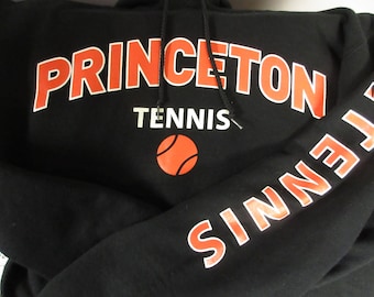 Princeton University Tennis Tiger Hoodie 1990s Champion Black Medium Sweat Shirt