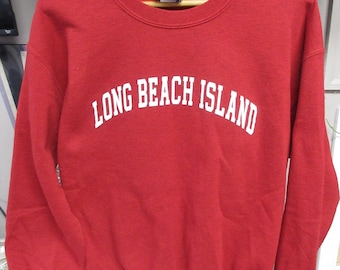 Moletom vermelho vintage Long Beach Island, tamanho médio, década de 1990 - início dos anos 2000, LBI, NJ