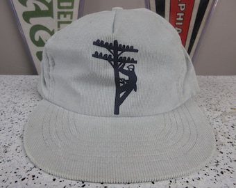 Vintage Lineman Corduory Hat - Snapback Insulator Collector Cap Made in USA