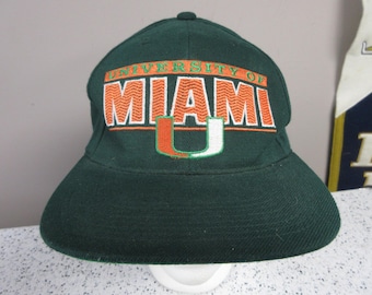 Boné Snapback Bordado Vintage Autêntico do Miami Hurricanes dos anos 90 da Sports Specialties, Boné de Futebol Americano da NCAA da Flórida, em Mistura de Lã