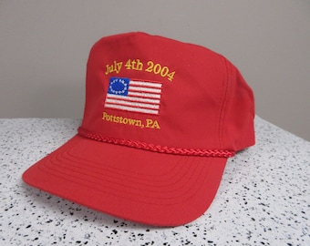Vintage 2004 Patriotic Snapback Cap, Pottstown PA, Unworn Red