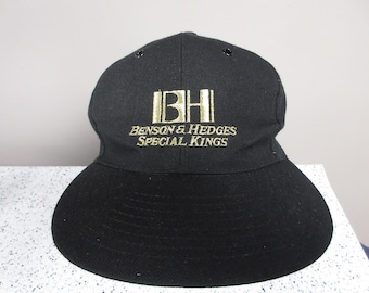 Boné vintage Benson & Hedges "Special Kings" Cigarettes Black Hat Snapback de publicidade dos anos 90