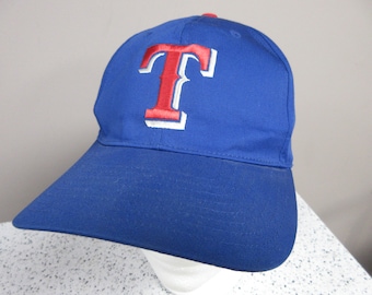 Vintage 1990s Late 80s Blue & Red Two Tone TEXAS RANGERS Baseball Snapback Ball Cap 90s Licensed Twins Enterprise