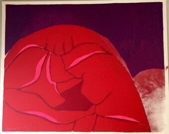 Vintage original Gail Holliday Pop Art flower screenprint "Budding," 1975