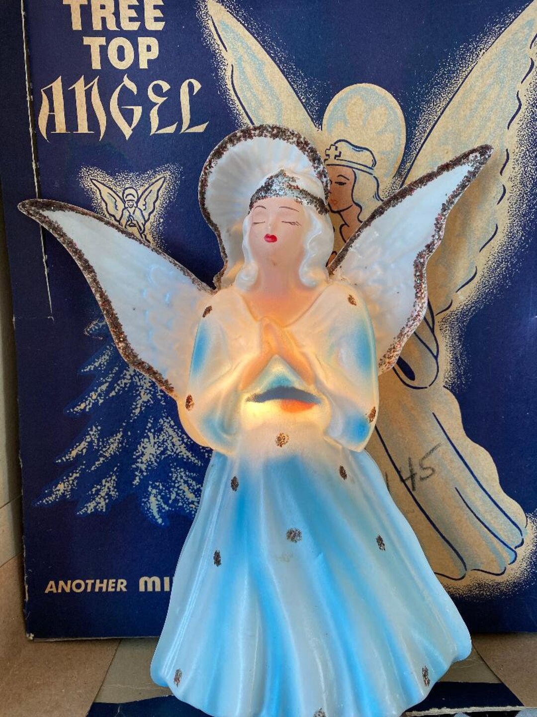 Vintage Lighted Angel Tree Topper Etsy