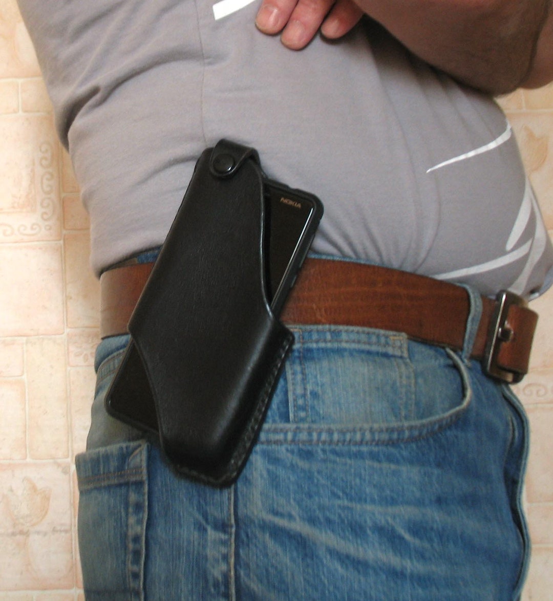 Leather Case Holster for a Phone in a Minimalist Style Case to Order ...