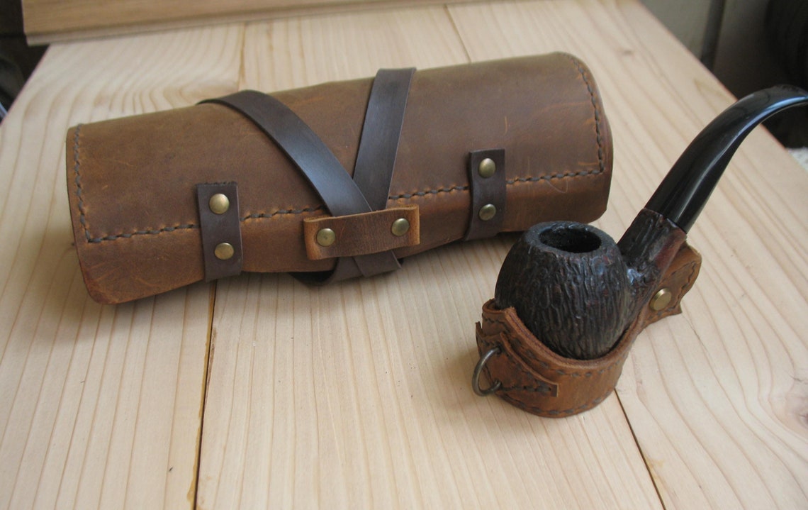 Leather Pipe Roll Travel Tobacco Case Tobacco Pipe Pouch Etsy