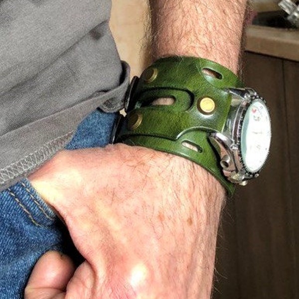 Bracelet montre cuir simple et brutal bracelet de montre avec manchette montre en cuir manchette bracelet de montre pour hommes bracelet de montre manchette Steampunk