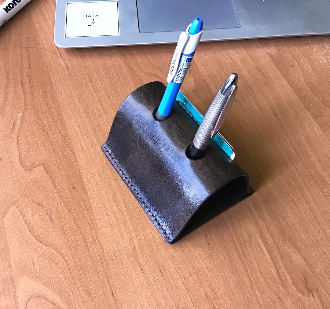 Leather Pen Holder Stand Desk Pen Holder Pen Organizer Desk Leather