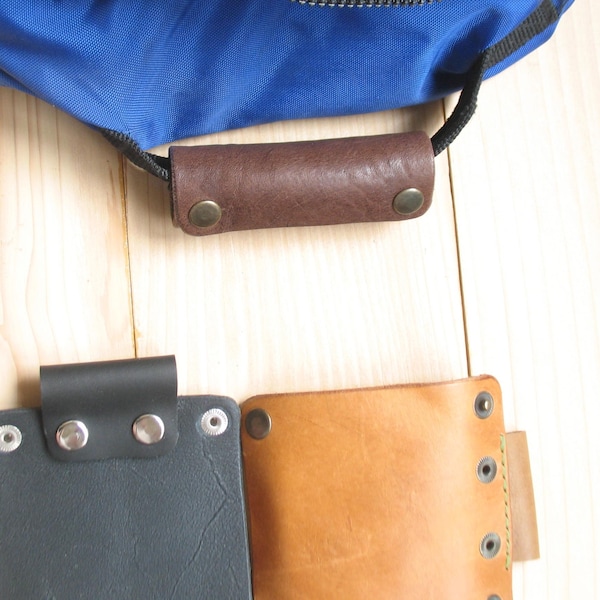 Leather Luggage Handle Wrap Leather wrapper for luggage handles. Leather holder. Leather handle. Sports bag. Travel bag. Connecting strap