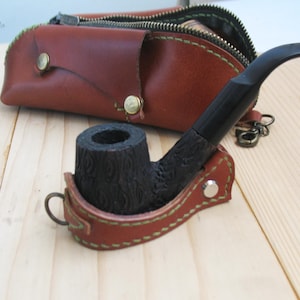 Leather Pipe Case Leather Pipe Pouch Pipe Holder Tobacco Bag Tobacco pipe pouch Travel case leather pipe roll