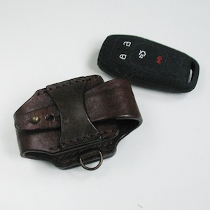 Сustom leather belt car key holster Leather smart car key case smart car key fob cover Minimalist style Leather smart car key holder image 1