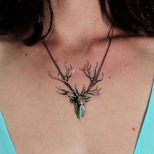 STAG- DEER PENDANT- Sterling Silver Statement Stag Necklace- Geometric Animal Pendant- Antlers Pendant- VvILK