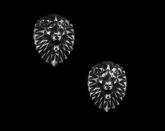 LION EARRINGS - Sterling Silver Push Back Stud Earrings- VvILK