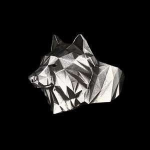 BEAR RING- Sterling Silver Bear Head Geometric Statement Ring- Oxidized Ring- Mens Ring- Unisex Jewelry- Bear Jewelry- Best Gift Idea- VvILK