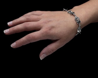 WOLF BRACELET- Sterling Silver Chain and Link Animal Bracelet- Unisex Bracelet