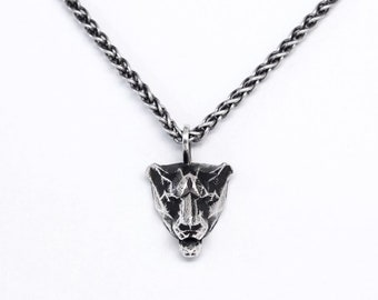 SMALL LIONESS PENDANT- Low Poly Geometric Lioness Head Necklace - Sterling Silver - VvILK