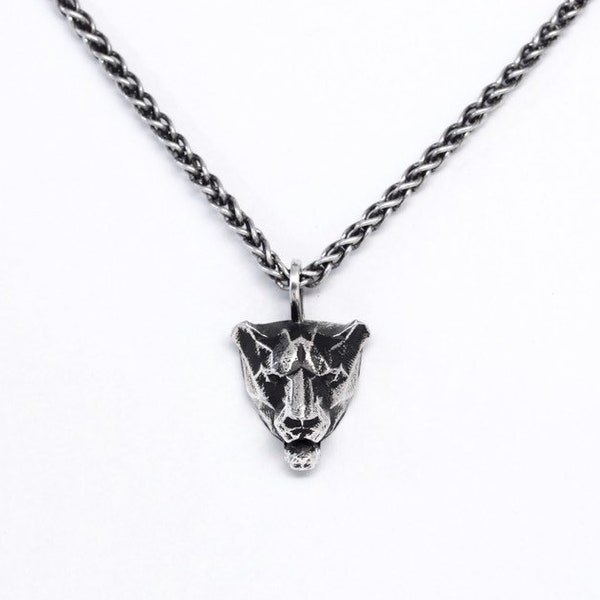 SMALL LIONESS PENDANT- Low Poly Geometric Lioness Head Necklace - Sterling Silver - VvILK