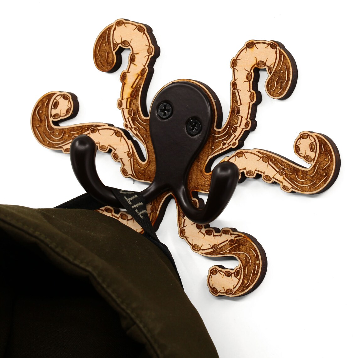 Wooden Octopus Wall Hook Laser Cut Coat Rack Entryway Wall Etsy