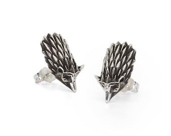 HEDGEHOG EARRINGS- Sterling Silver Push Back Stud Earrings- VvILK