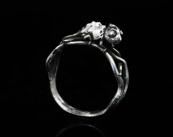 CHAMELEON RING- Sterling Silver 925 Lizard Reptile Animal Jewelry for Him/Her- Unisex Low Poly Geometric Statement Ring- Gift for Her- VvILK