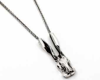 RABBIT PENDANT- Hare Necklace- Sterling Silver- VvILK