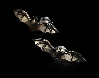 BAT EARRINGS- Sterling Silver Push Back Stud Earrings- Halloween Earrings- Gift for Her- VvILK