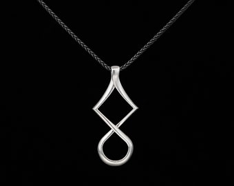 Mobius Strip Pendant, Sterling Silver Ring Holder Necklace, Mathematical Sculpture Friendship Pendant, Dainty Vertical Infinity Necklace