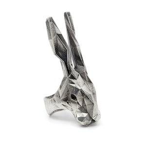 RABBIT- HARE RING- Sterling Silver- Vvilk