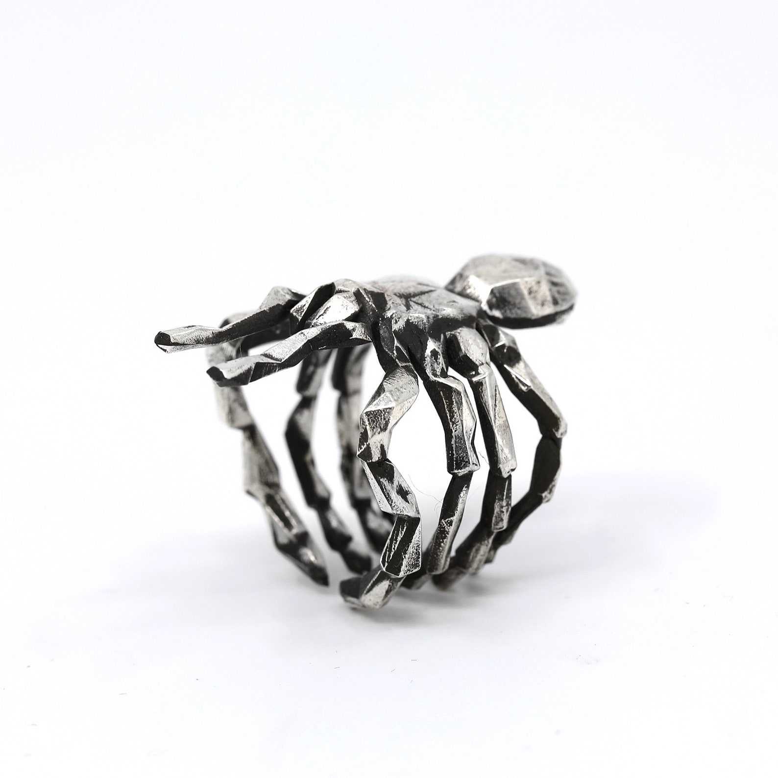 SPIDER RING Sterling Silver 925 Adjustable Tarantula Ring Etsy