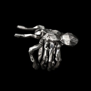 SPIDER RING- Sterling Silver 925 Adjustable Tarantula Ring- Geometric Statement Insect Ring- Unisex Gothic Halloween Jewelry- VvILK