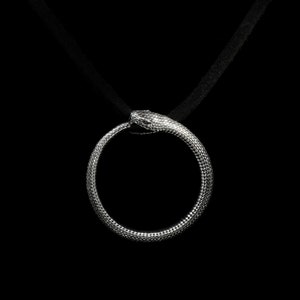 OUROBOROS PENDANT, Sterling Silver Infinity Serpent Talisman, Unisex Circular Snake Charm, Gift for Her, Snake Eating Tail Symbol- VvILK