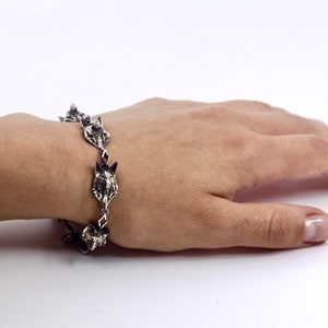 WOLF BRACELET Sterling Silver Chain and Link Animal Bracelet Unisex Bracelet image 6