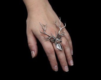 STAG- DEER RING- Sterling Silver- VvILK